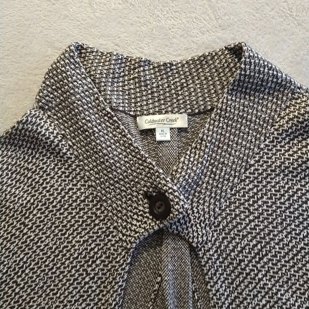 Coldwater Creek Sweater Women's XL Open Cardigan One Button Shirt Sleeve Brown